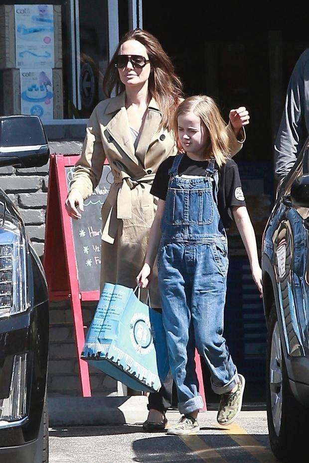 Angelina Jolie & Daughter Vivienne, 12,Shop For Pet Supplies In Full ProtectiveGear