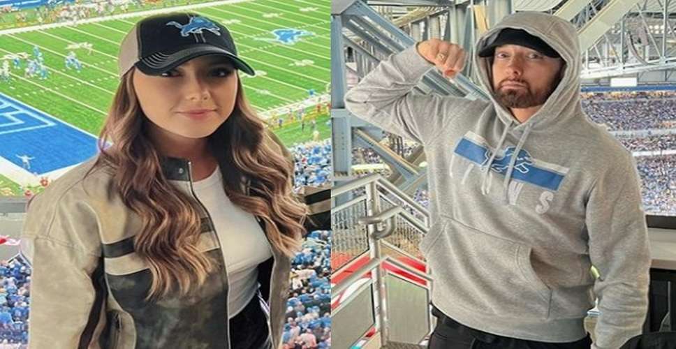 Eminem & Daughter Hailie Jade Have a Rare Outing at Detroit Lions Game