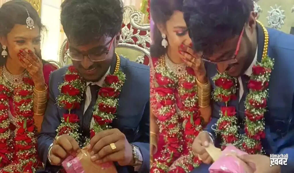 Unique Wedding Gift Leaves Groom and Bride Blushing