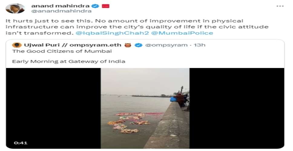 Anand Mahindra feels 'hurt' over garbage dumping at Gateway of India; offenders fined Rs 10K