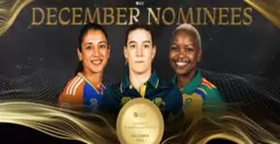 Mandhana, Sutherland, Mlaba nominated for Women's Player of December