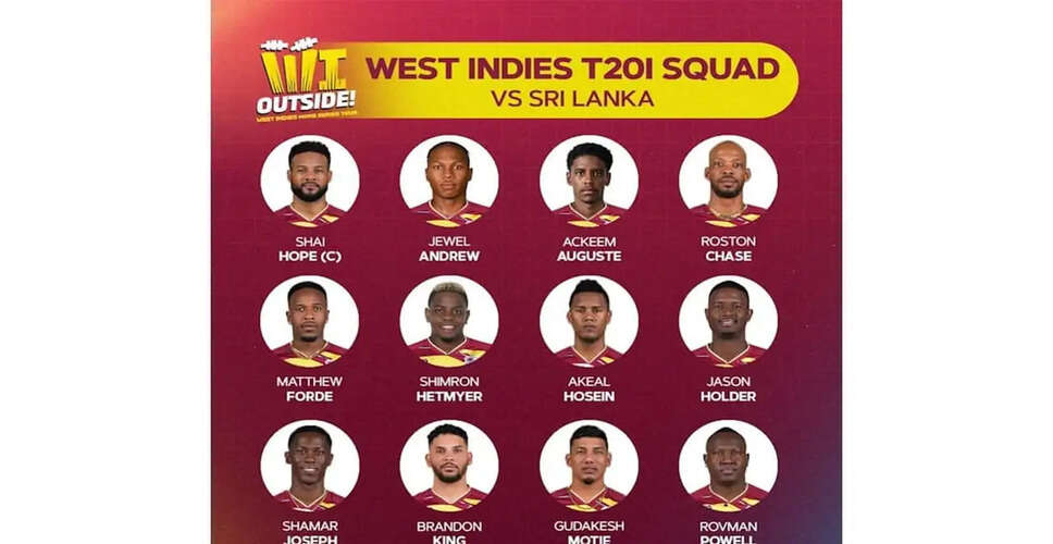 West Indies Unveils Squad for T20 Series Against Sri Lanka