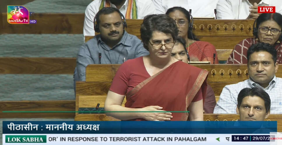 Priyanka Gandhi Critiques Government's Handling of Pahalgam Attack in Lok Sabha