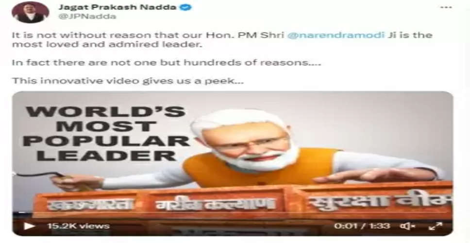 Nadda tweets video showering praise on PM Modi