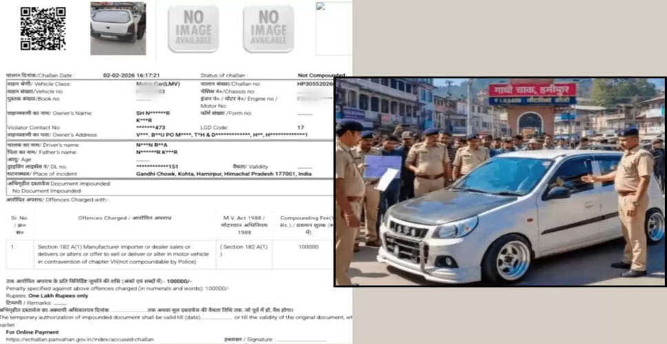 Record ₹1 Lakh Fine Imposed on Modified Alto Car in Himachal Pradesh