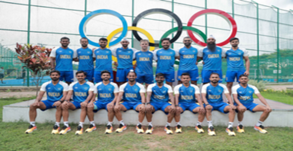 Indian men's hockey team poses in Olympic jersey