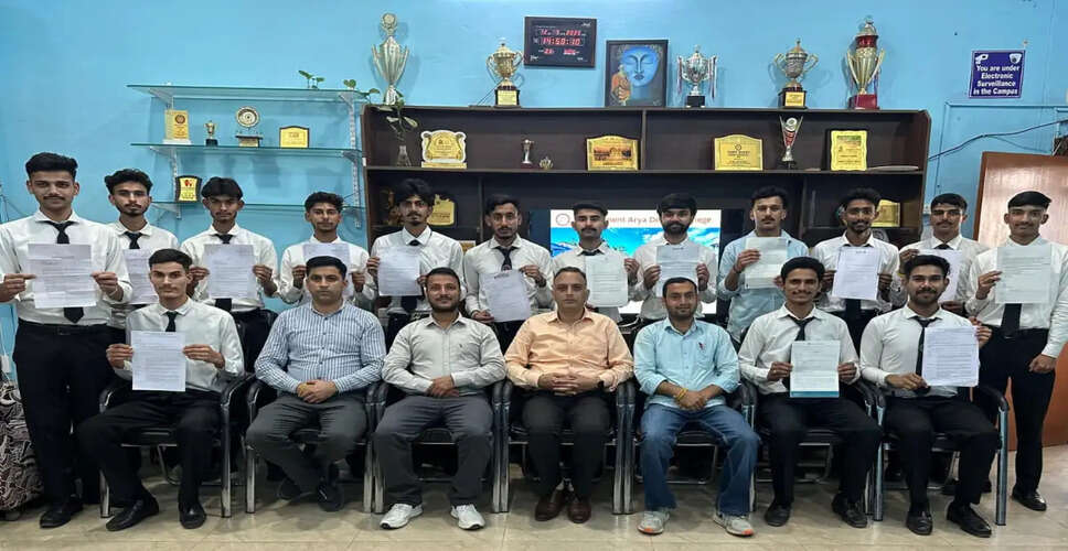 Arya Government College Achieves 100% Student Placement in Hospitality Program
