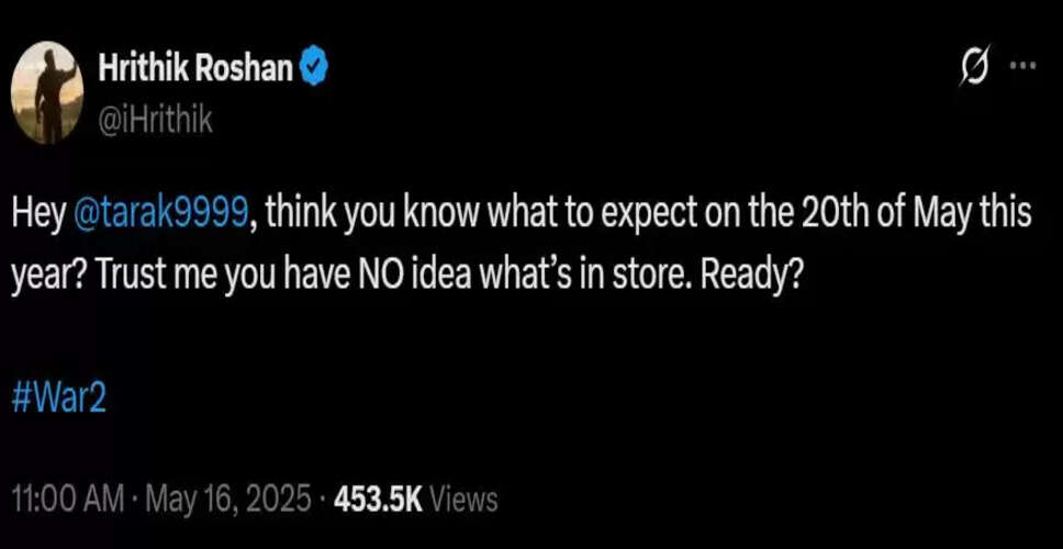 Anticipation Builds for War 2 as Hrithik Roshan Teases Fans