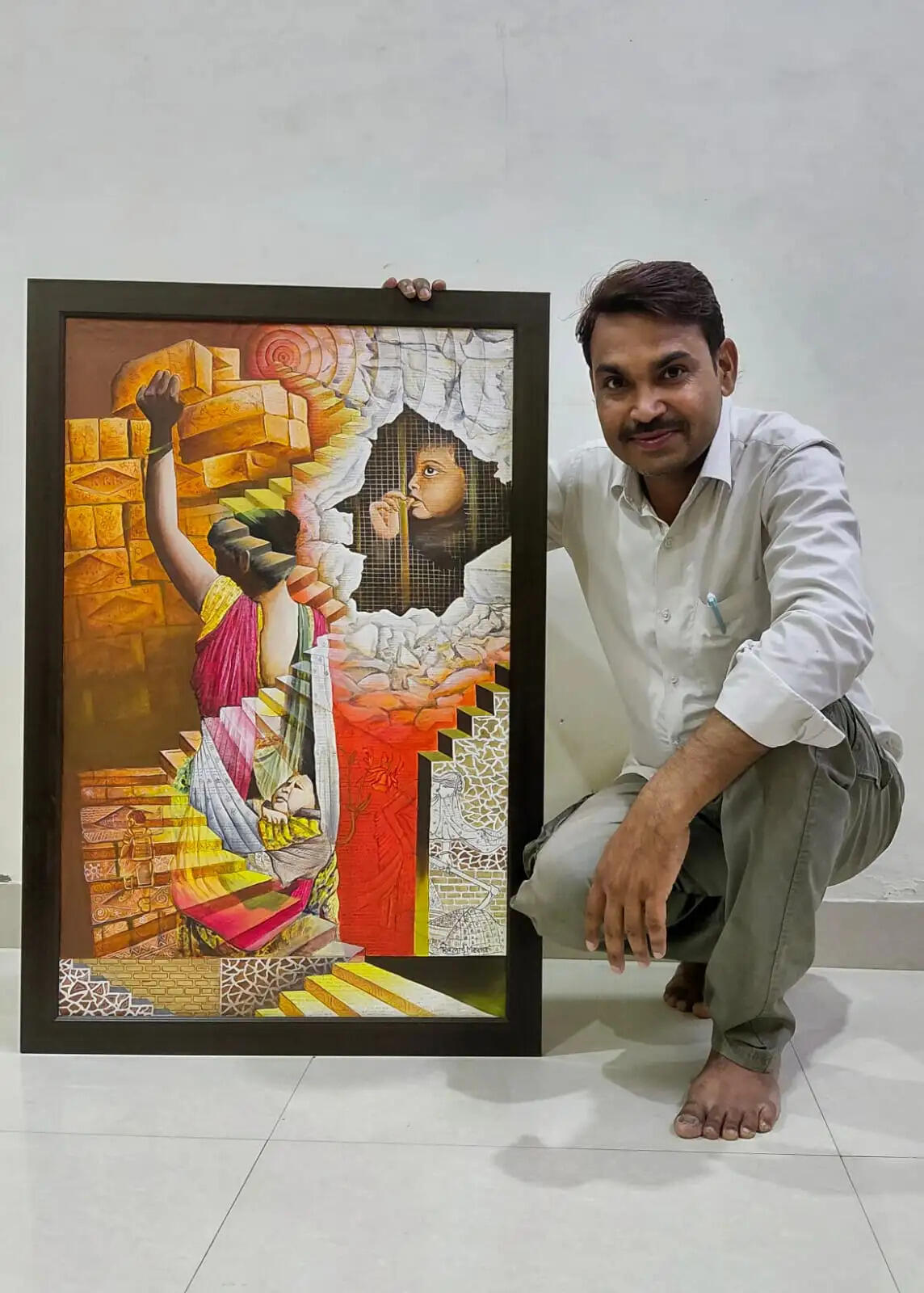 Emotional Tribute to Laboring Mothers: Ramkhiladi Meena's New Painting