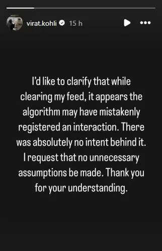 Virat Kohli Addresses Social Media Controversy Over Instagram Like