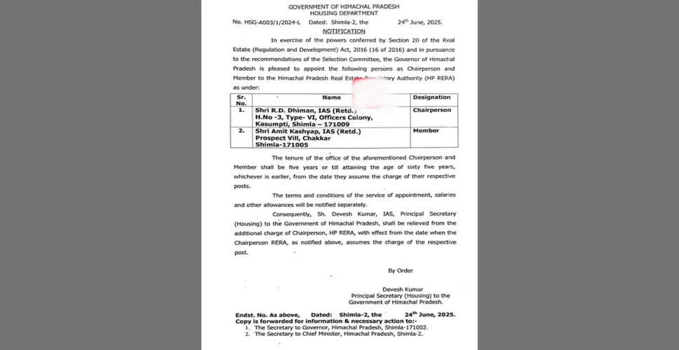 New Leadership for Himachal Pradesh's Real Estate Regulatory Authority