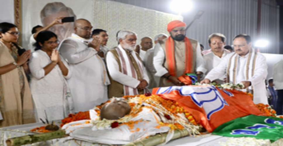BJP chief Nadda pays homage to Sushil Modi, attends last rites