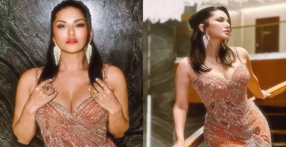Sunny Leone Dazzles in Golden Gown, Captivating Fans Once Again