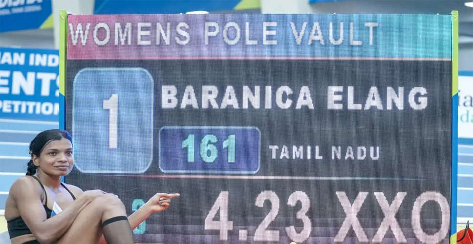 Baranica Elangovan Sets New National Pole Vault Record at Bhubaneswar Indoor Stadium