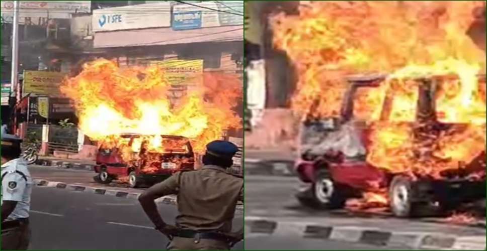 Narrow escape: Driver jumps out of moving van after it catches fire in Kerala