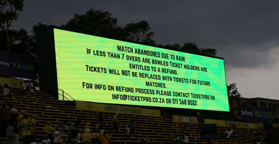 SA20 Showdown Between Joburg Super Kings and Sunrisers Eastern Cape Abandoned Due to Weather