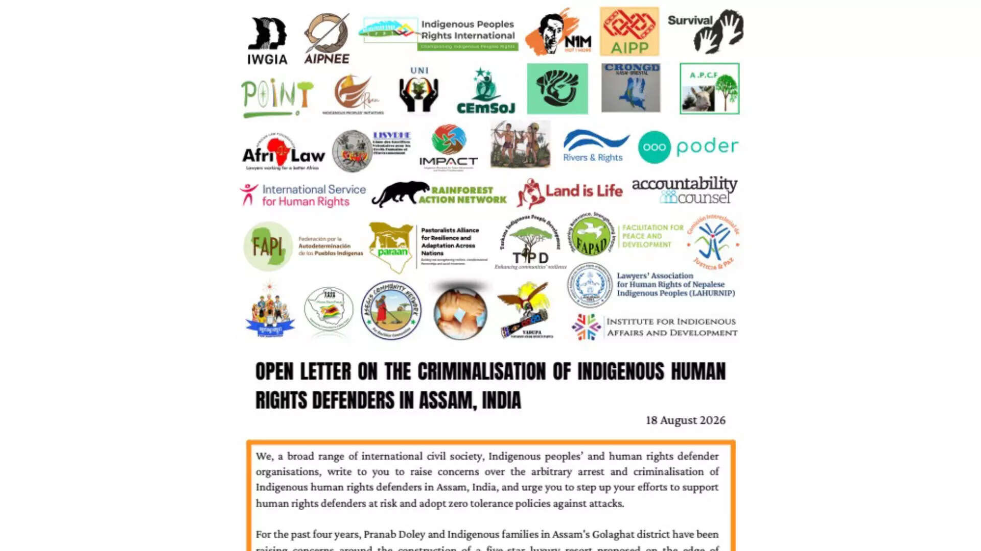 International Organizations Demand Release of Indigenous Rights Activist in Assam