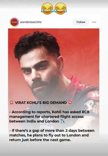 Virat Kohli Dismisses Rumors of Charter Flight Demands for IPL 2026