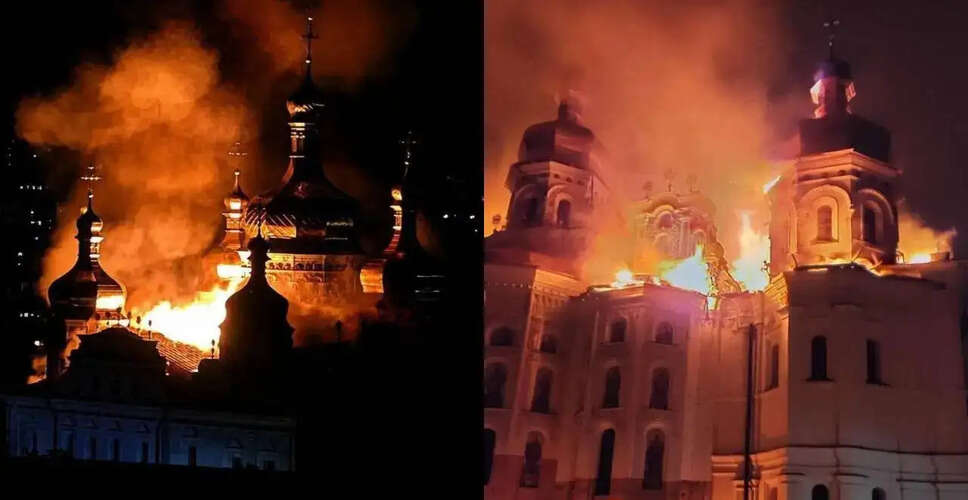 Intense Russian Airstrikes Target Kyiv, Damaging Historic Monastery