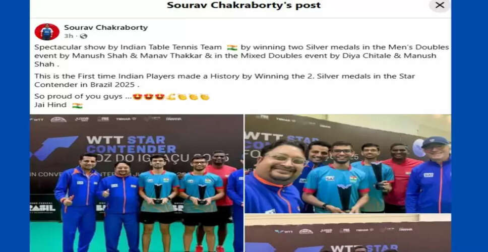 Indian Table Tennis Players Shine with Two Silver Medals at WTT Star Contender in Brazil