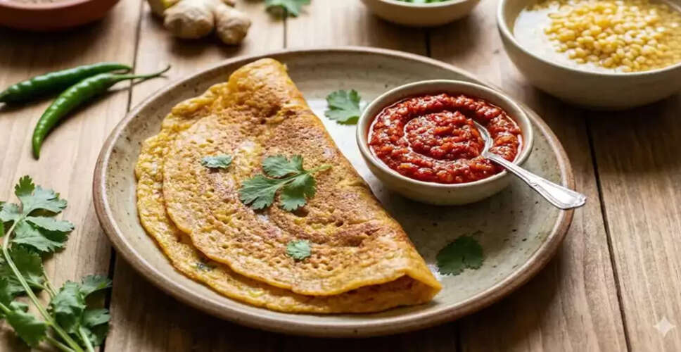 Delicious Moong Dal Cheela with Spicy Schezwan Chutney Recipe