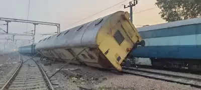Guard coach of goods train derails, overturns in Gurugram
