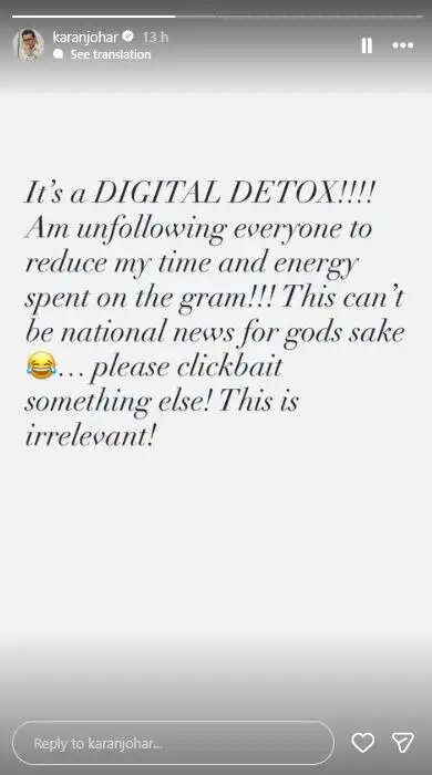 Karan Johar's Instagram Unfollow: A Digital Detox or Something More?