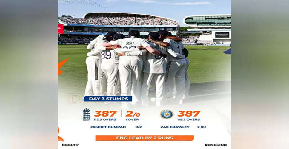 India Matches England's Score in Thrilling Test at Lord's