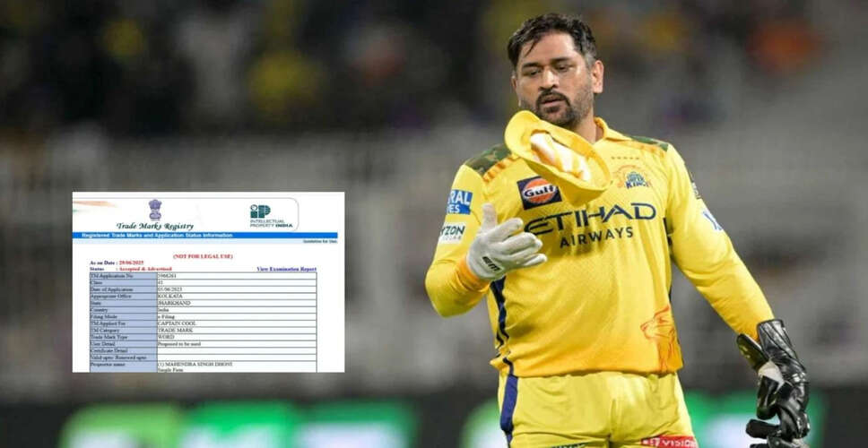 MS Dhoni Secures Trademark for 'Captain Cool' Brand