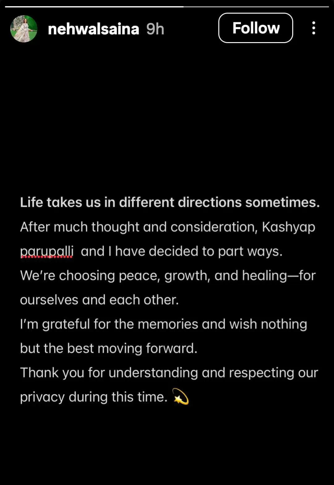 Saina Nehwal and Parupalli Kashyap Announce Mutual Separation