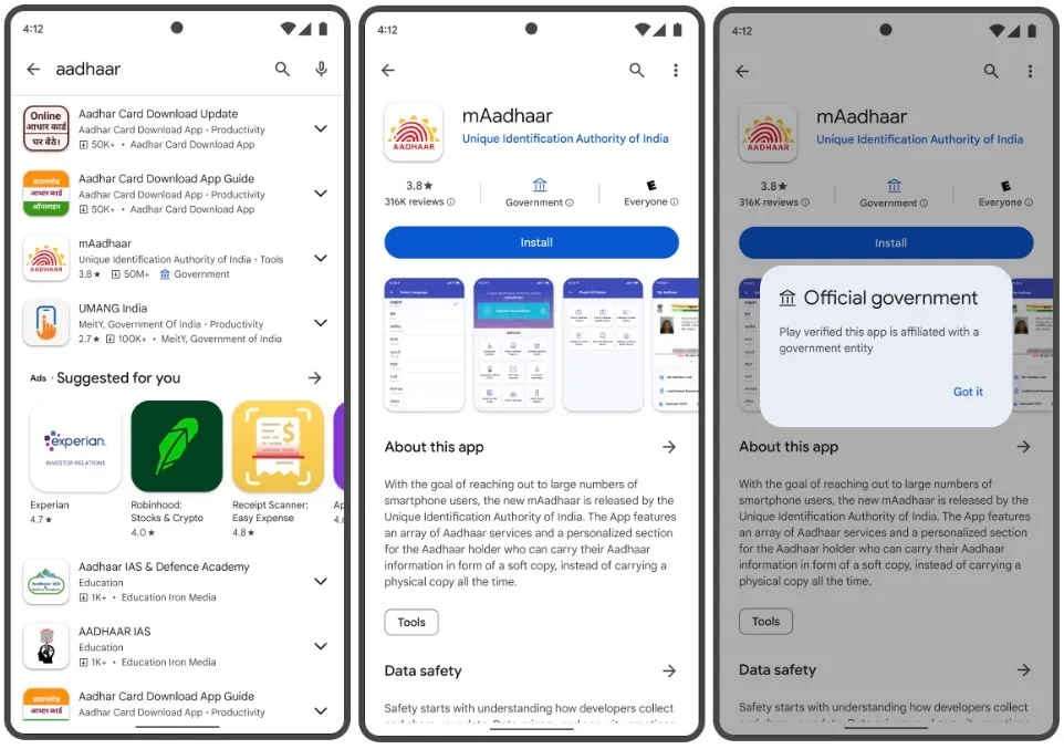 Google Play Store Now Flags Government Apps to Combat Counterfeits