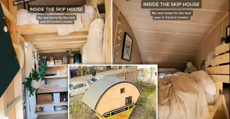 Dumpster Digs: UK Artist Turns Discarded Bin into Charming Tiny Home with Impressive Creativity