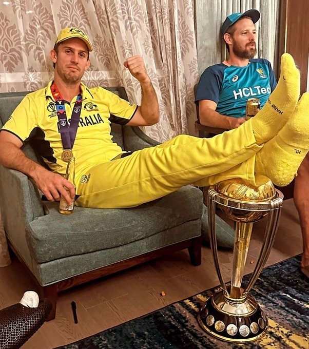 Mitchell Marsh Resting His Feet On World Cup Trophy Sparks Controversy
