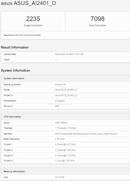 ASUS ROG Phone 8 Ultimate With 24GB RAM Appears on Geekbench Database Ahead of Launch