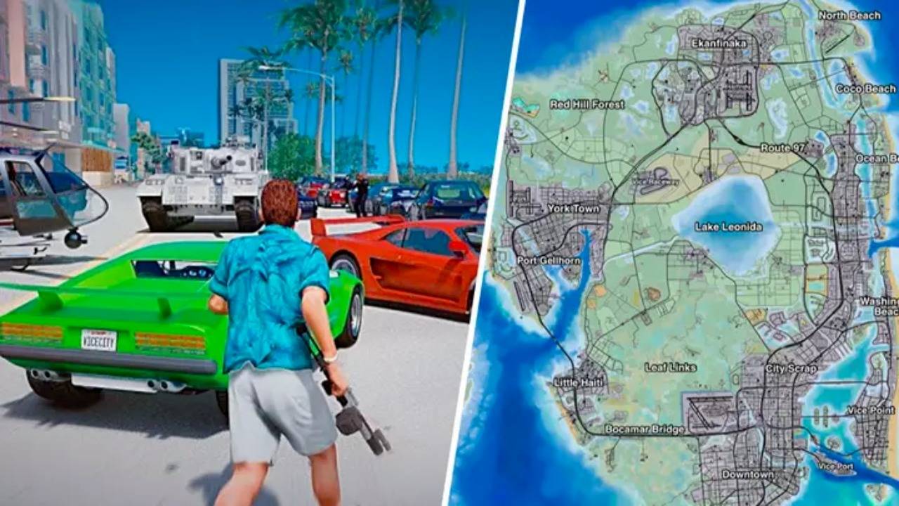 GTA 6 map leak reveals massive size of Vice City compared to Los