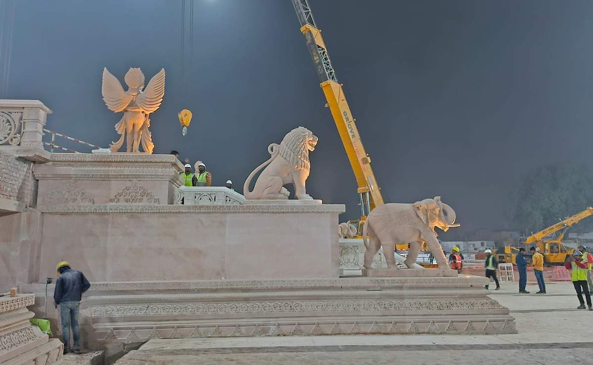 Ram Mandir inauguration: Statues of elephant, lion, Lord Hanuman and Garuda installed at entrance gate – See pictures