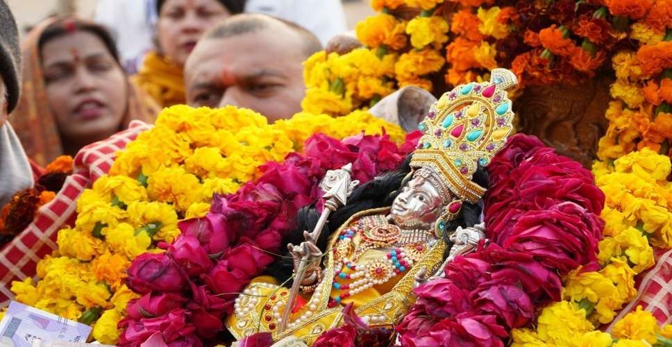 First Photo of Ram Lalla Idol: Ahead of Pran Pratishtha ceremony, Lord placed in sanctum sanctorum of Ayodhya temple