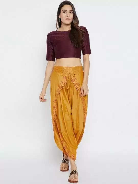 Buy Off White Top With Chikan Embroidery And Dhoti Pant Online - Kalki  Fashion