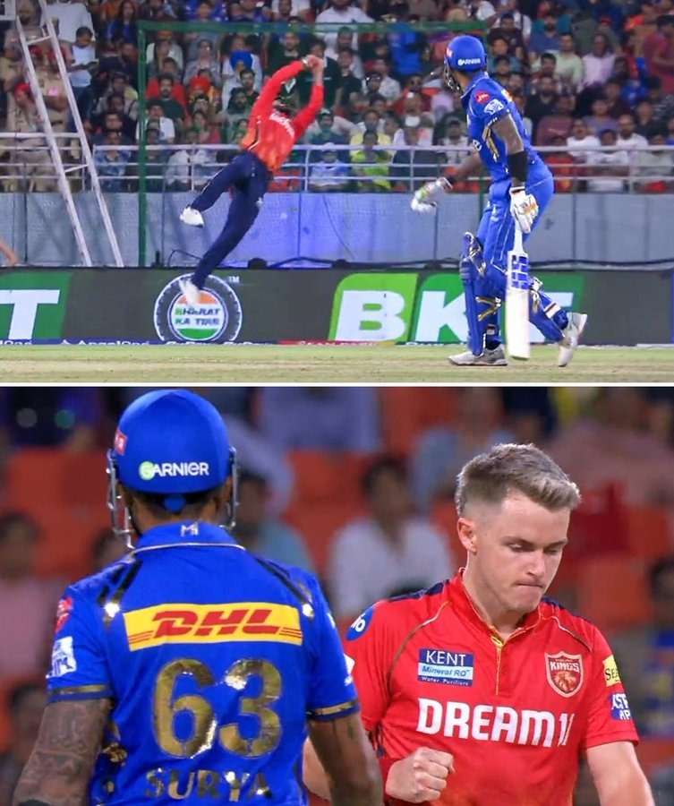 IPL 2024: PBKS' Prabhsimran Singh Takes Unreal Catch to Dismiss MI's Suryakumar Yadav - Watch Here